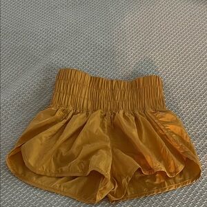 FP High-Waist Mustard Yellow Ruffle Shorts